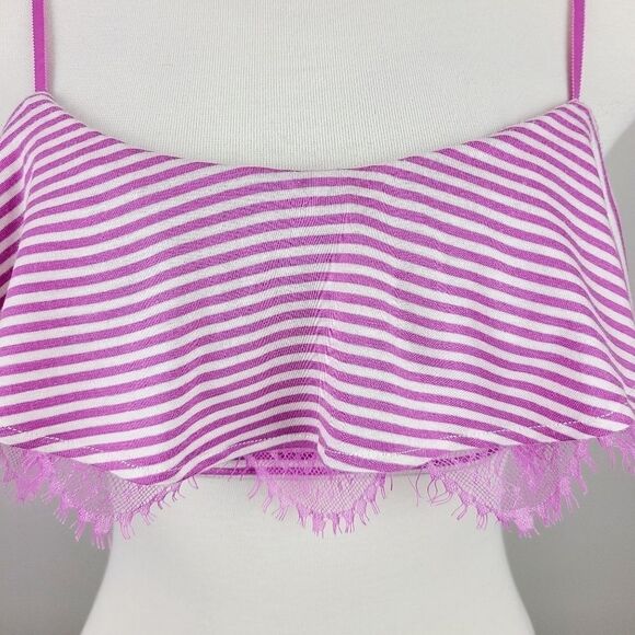 Joe's Jeans Purple Orchid Stripe Popover Lace Bralette XS - Picture 3 of 16